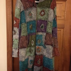 Ladies quilted flannel lined patchwork coat